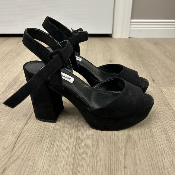 Steve Madden Trixie Black Platform Chunky Heels - Picture 1 of 6